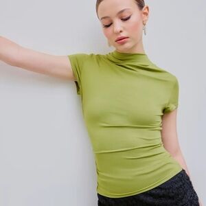 Cider High Neck Ruched Top